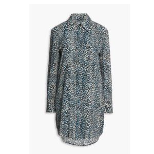 EQUIPMENT Scoutt leopard-print silk crepe de chine mini shirt dress EWT S